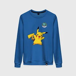 Свитшот хлопковый женский Pokemon pikachu 1, цвет: синий