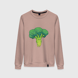 Свитшот хлопковый женский Симпатичный брокколи, цвет: пыльно-розовый
