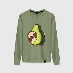 Свитшот хлопковый женский Мопс-авокадо, цвет: авокадо