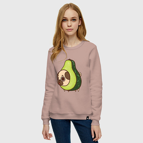 Женский свитшот Мопс-авокадо / Пыльно-розовый – фото 3