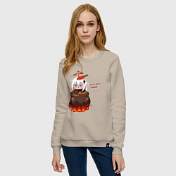 Свитшот хлопковый женский Genshin Impact Paimon food, цвет: миндальный — фото 2