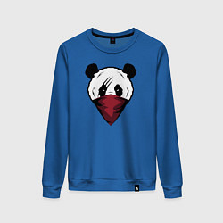 Свитшот хлопковый женский Панда со шрамом, цвет: синий