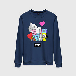 Свитшот хлопковый женский BT21, цвет: тёмно-синий