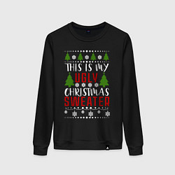 Свитшот хлопковый женский My ugly christmas sweater, цвет: черный