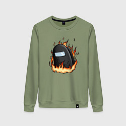 Свитшот хлопковый женский Among Us fire, цвет: авокадо