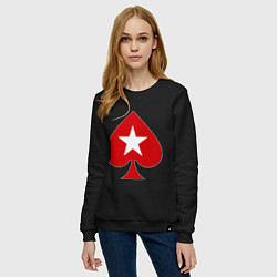 Свитшот хлопковый женский Покер Пики Poker Stars, цвет: черный — фото 2