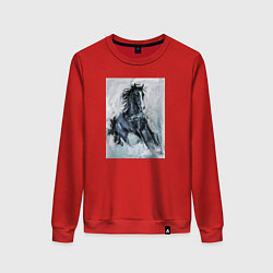 Свитшот хлопковый женский Лошадь арт, цвет: красный