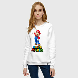 Свитшот хлопковый женский Super Mario, цвет: белый — фото 2