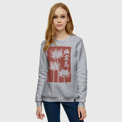 Женский свитшот Призрачный цветок / Меланж – фото 3