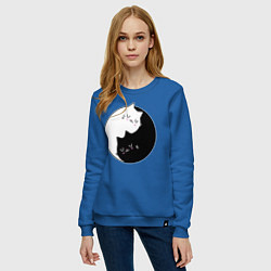 Свитшот хлопковый женский Yin and Yang cats, цвет: синий — фото 2