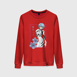 Свитшот хлопковый женский Рей Аянами Evangelion, цвет: красный