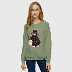 Свитшот хлопковый женский Ху Тао, цвет: авокадо — фото 2