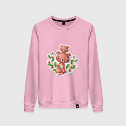 Свитшот хлопковый женский Веселые медведи милашки, цвет: светло-розовый