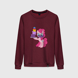 Свитшот хлопковый женский My Little Pony Pinkie Pie, цвет: меланж-бордовый