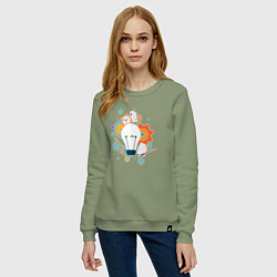 Свитшот хлопковый женский Наука, цвет: авокадо — фото 2