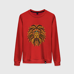 Свитшот хлопковый женский Голова Льва узор Мандала, цвет: красный
