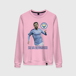 Свитшот хлопковый женский Silva Bernardo Манчестер Сити, цвет: светло-розовый