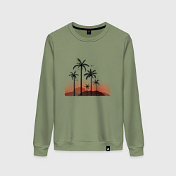 Свитшот хлопковый женский Palm tree, цвет: авокадо