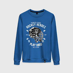 Свитшот хлопковый женский Хоккей PLAY HARD, цвет: синий