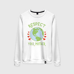 Свитшот хлопковый женский Respect Earth, цвет: белый