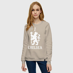 Свитшот хлопковый женский I LOVE CHELSEA, цвет: миндальный — фото 2