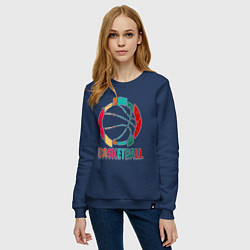 Свитшот хлопковый женский Color Basketball, цвет: тёмно-синий — фото 2