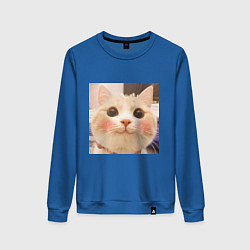 Свитшот хлопковый женский Мем про котов, цвет: синий