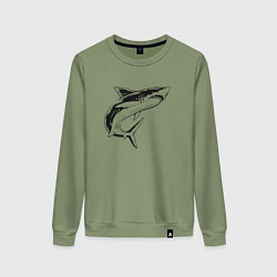Свитшот хлопковый женский Акула, цвет: авокадо