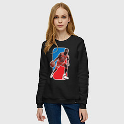 Свитшот хлопковый женский NBA - Jordan, цвет: черный — фото 2