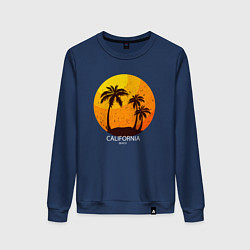 Свитшот хлопковый женский Лето, пальмы, Калифорния, цвет: тёмно-синий