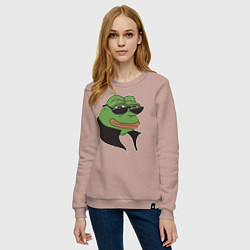 Свитшот хлопковый женский Лягушонок Пепе, цвет: пыльно-розовый — фото 2