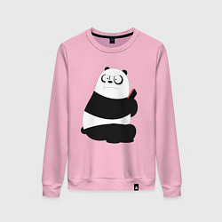 Свитшот хлопковый женский Возмущенная панда, цвет: светло-розовый
