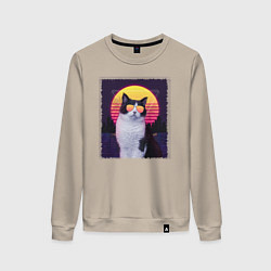 Женский свитшот Synthwave cat