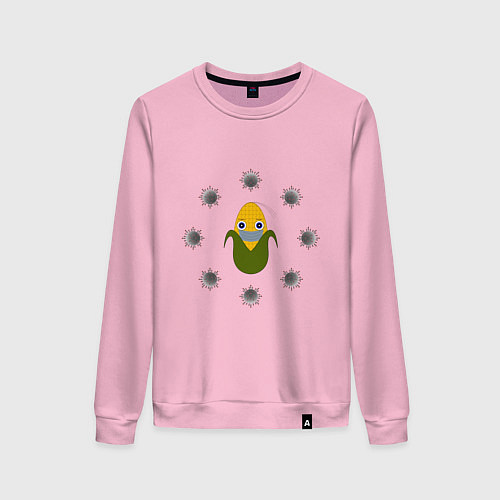 Женский свитшот Кукуруза в маске / Светло-розовый – фото 1