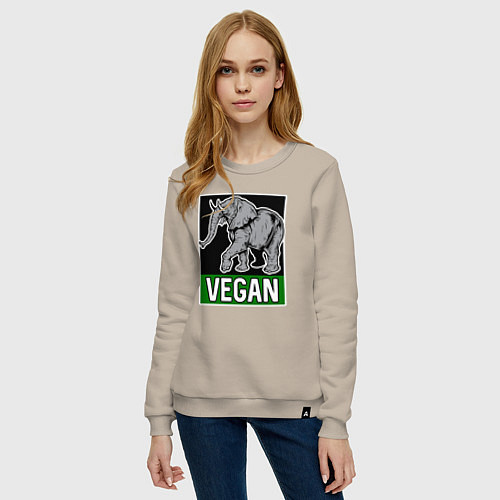 Женский свитшот Vegan elephant / Миндальный – фото 3