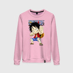 Свитшот хлопковый женский Манки Д Луффи One Piece, цвет: светло-розовый