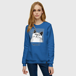 Свитшот хлопковый женский Кот Чего?, цвет: синий — фото 2