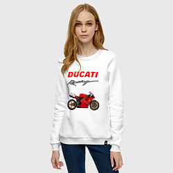 Свитшот хлопковый женский DUCATI ДУКАТИ MOTOSPORT, цвет: белый — фото 2