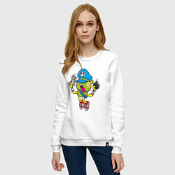 Свитшот хлопковый женский Crazy Bomberman, цвет: белый — фото 2