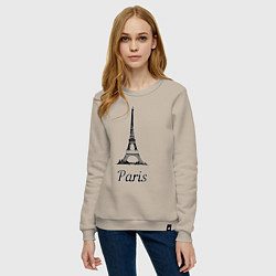 Свитшот хлопковый женский Paris, цвет: миндальный — фото 2