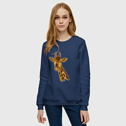 Свитшот хлопковый женский Жираф Жора, цвет: тёмно-синий — фото 2