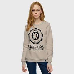 Свитшот хлопковый женский Chelsea FC: Emblem, цвет: миндальный — фото 2