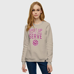 Свитшот хлопковый женский Shut Up And Serve, цвет: миндальный — фото 2