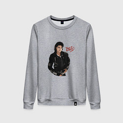 Свитшот хлопковый женский BAD Майкл Джексон, цвет: меланж