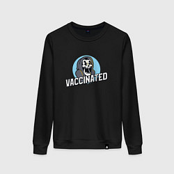 Свитшот хлопковый женский Vaccinated, цвет: черный