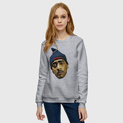 Свитшот хлопковый женский Nipsey Face, цвет: меланж — фото 2