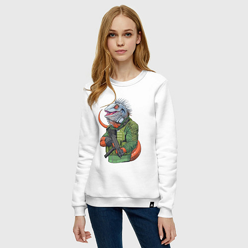 Женский свитшот Опасная игуана / Белый – фото 3