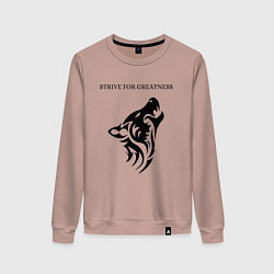 Свитшот хлопковый женский Волк, цвет: пыльно-розовый