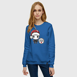 Свитшот хлопковый женский I believe in Santa, цвет: синий — фото 2
