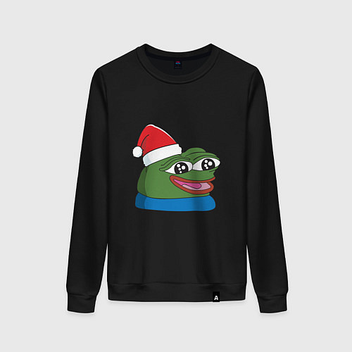 Женский свитшот Pepe, pepe happy, Пепе хеппи, pepe happy new year / Черный – фото 1